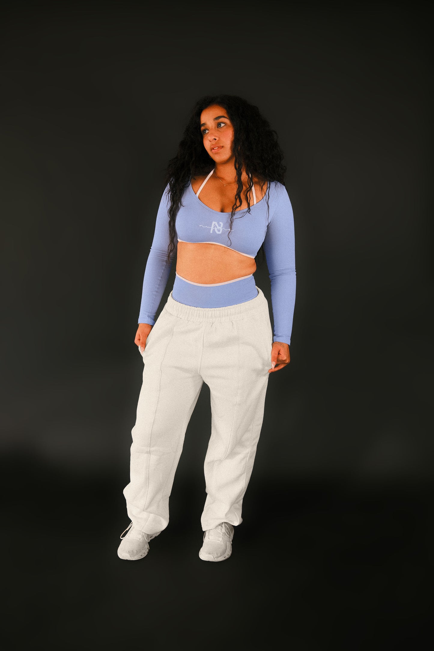 Blue Cropped Long-Sleeve