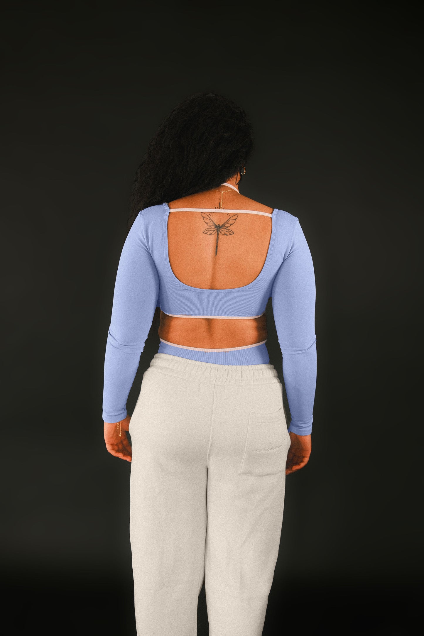 Blue Cropped Long-Sleeve