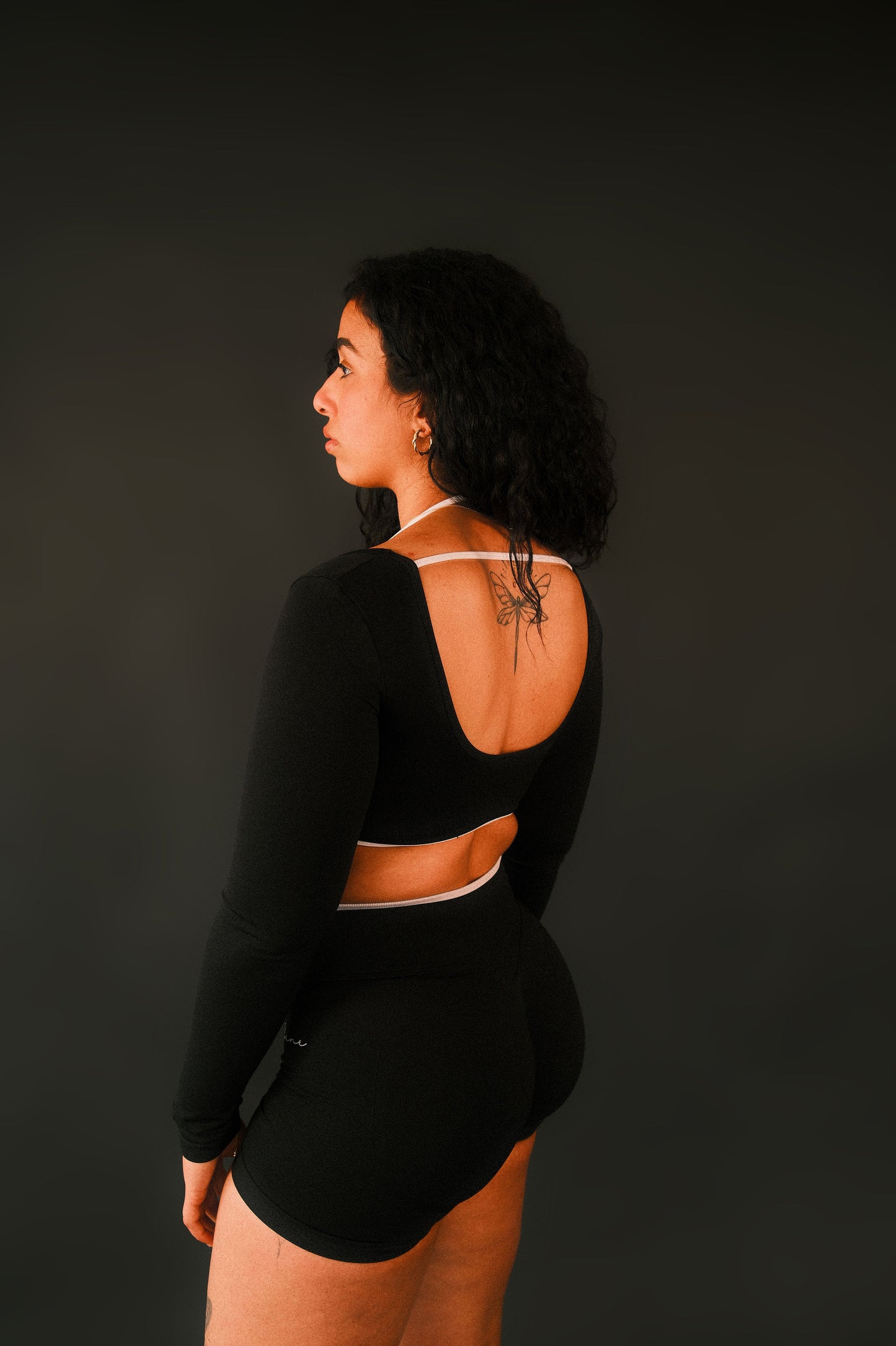 Black Cropped Long-Sleeve