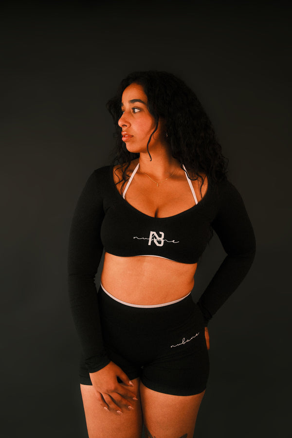 Black Cropped Long-Sleeve