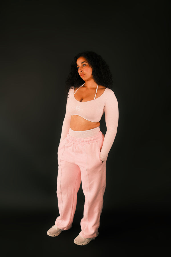 Pink Cropped Long-Sleeve