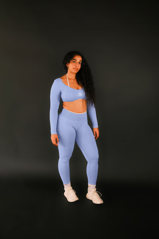 Blue Cropped Long-Sleeve